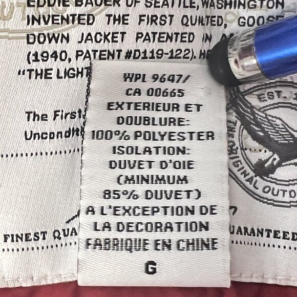 EDDIE BAUER Puffer Vest Goose Down Red EB700 Zip Pockets Outerwear Womens Large - Picture 14 of 16